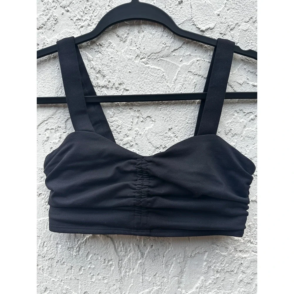 Alo Yoga Black Ruched Front Sports Bra Size 4